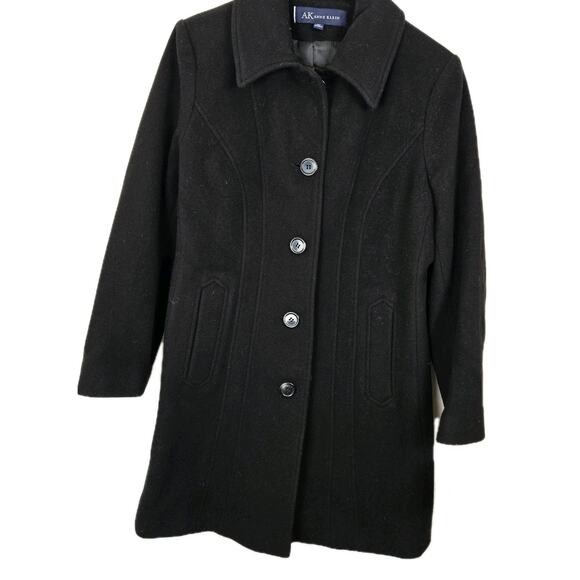 ANNE KLEIN Wool Blend Overcoat Black Petite MED. NWT Preppy Classic Collegiate - Picture 1 of 11